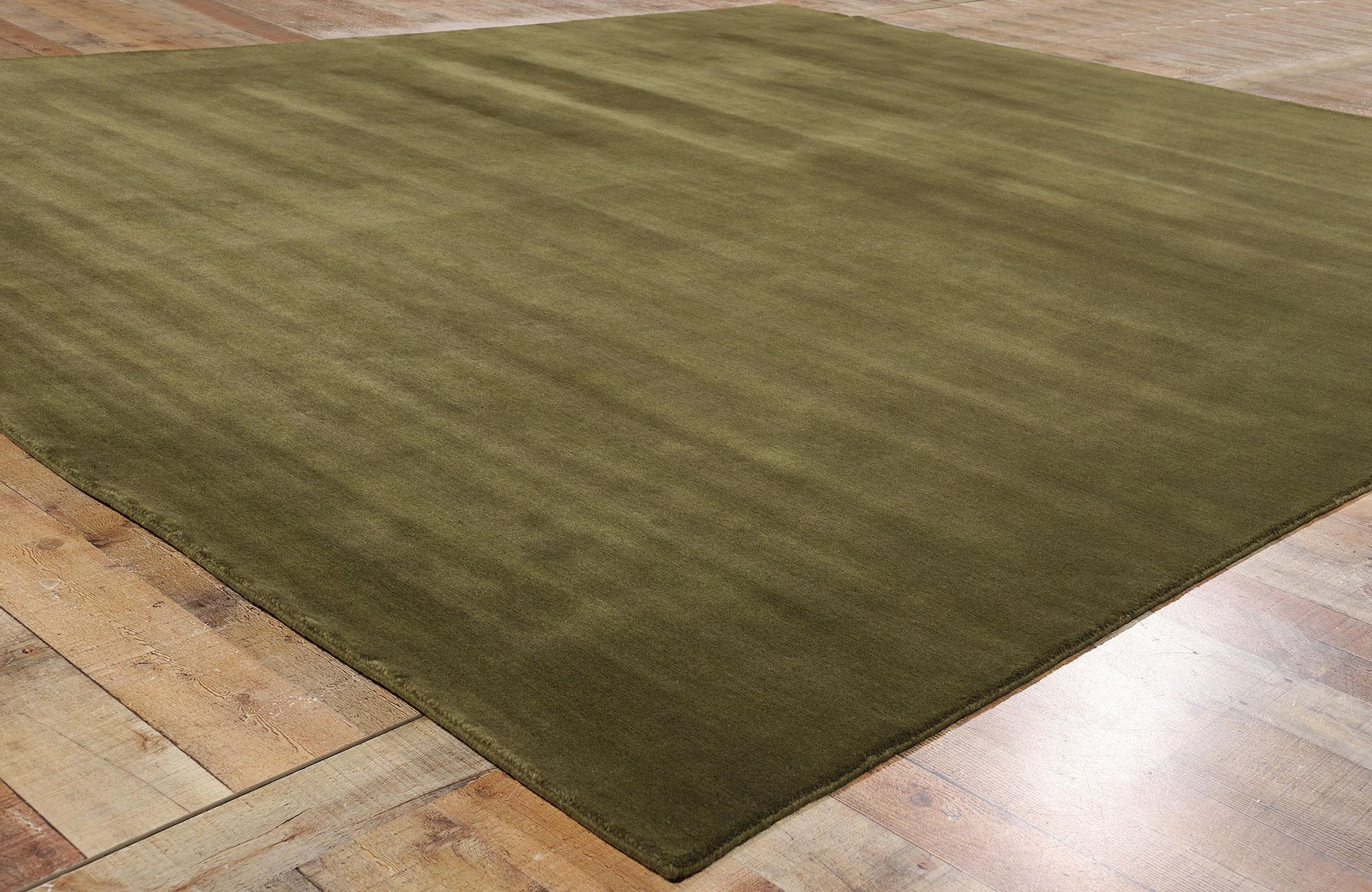 XXI secolo e contemporaneo New Moss-Olive Green Tappeto di lana biofilico contemporaneo in vendita