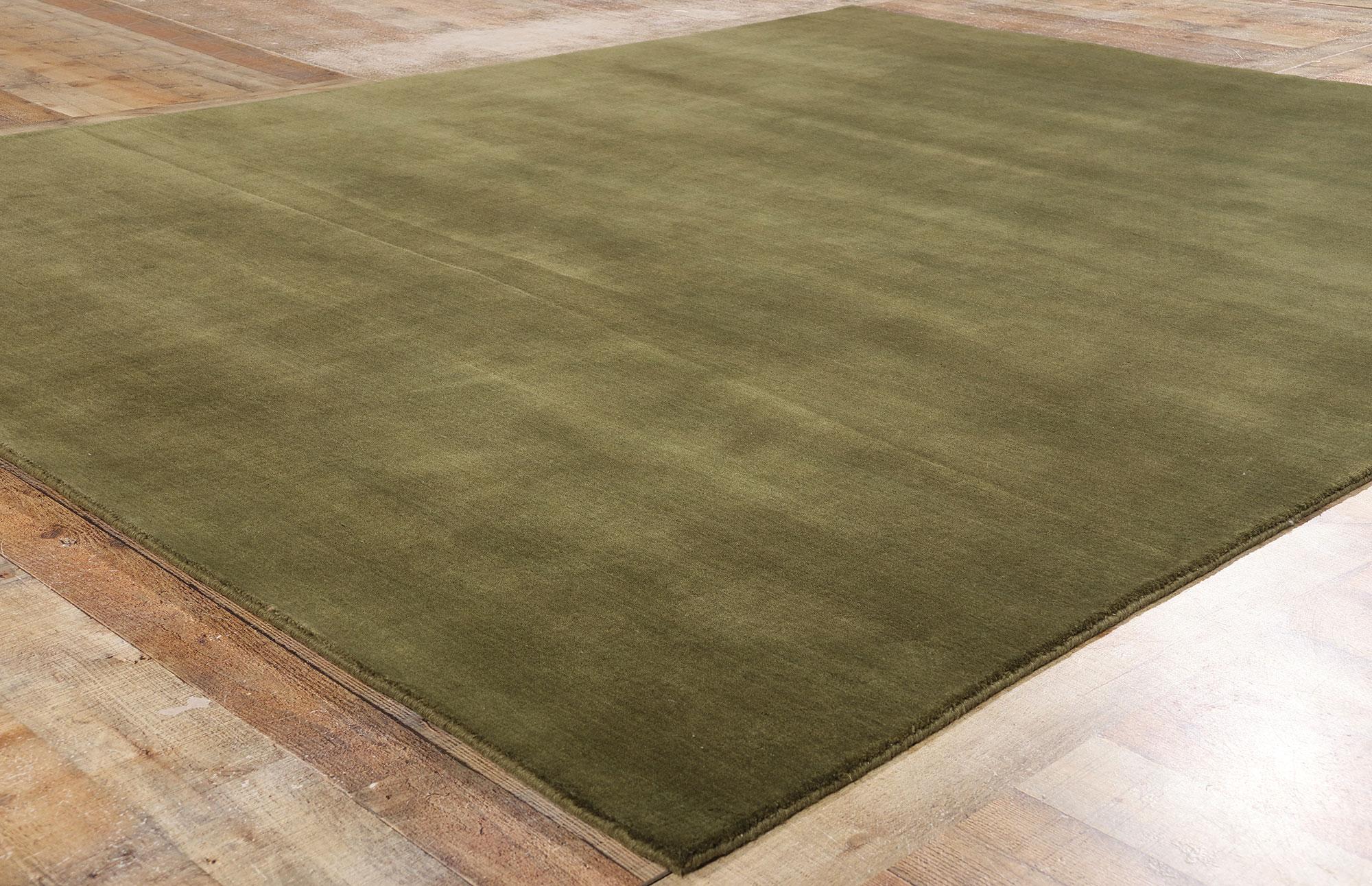 XXIe siècle et contemporain New Moss-Olive Green Contemporary Biophilic Wool Rug (tapis de laine biophilique contemporain) en vente