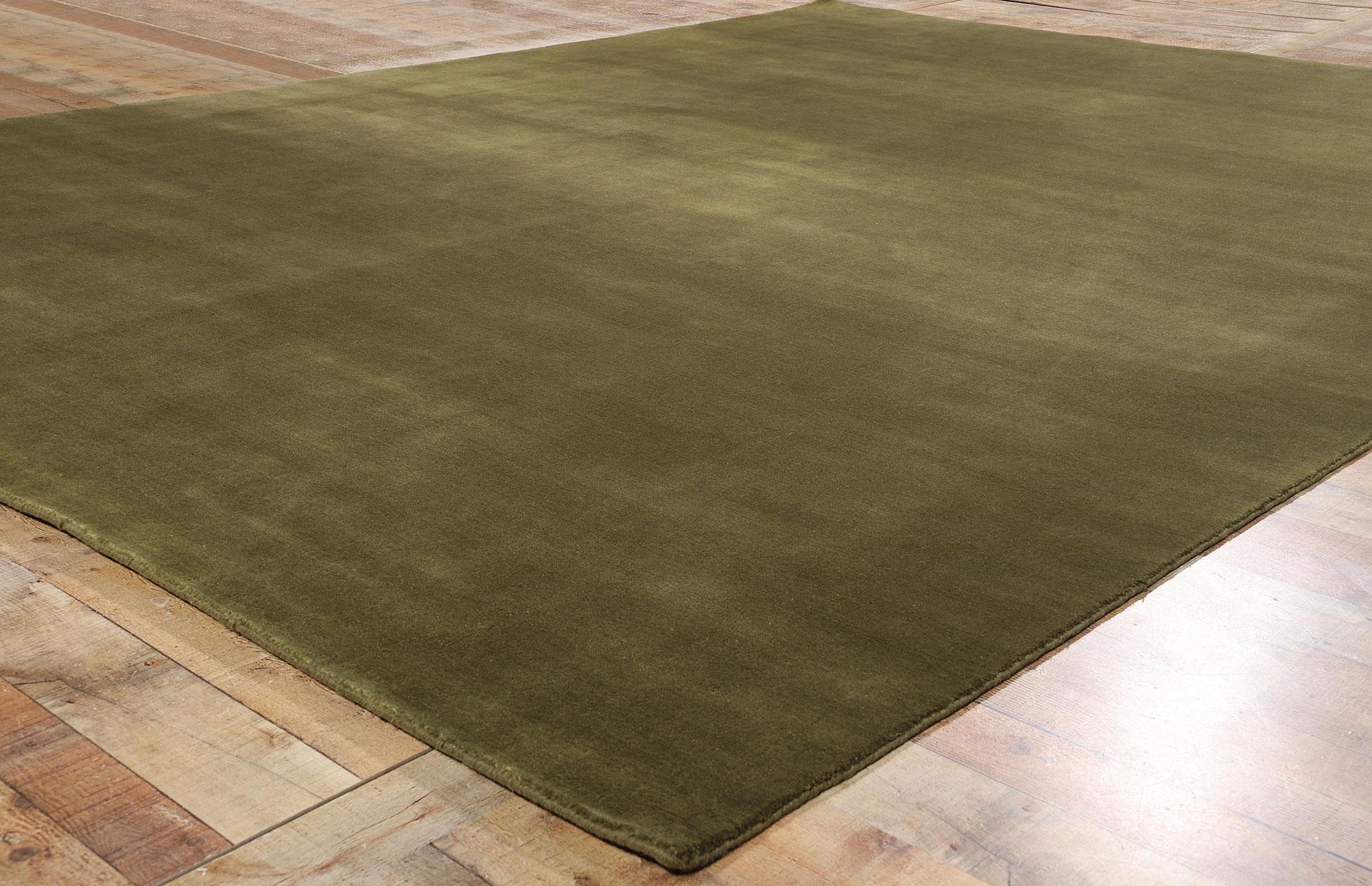 XXIe siècle et contemporain New Moss-Olive Green Contemporary Biophilic Wool Rug (tapis de laine biophilique contemporain) en vente