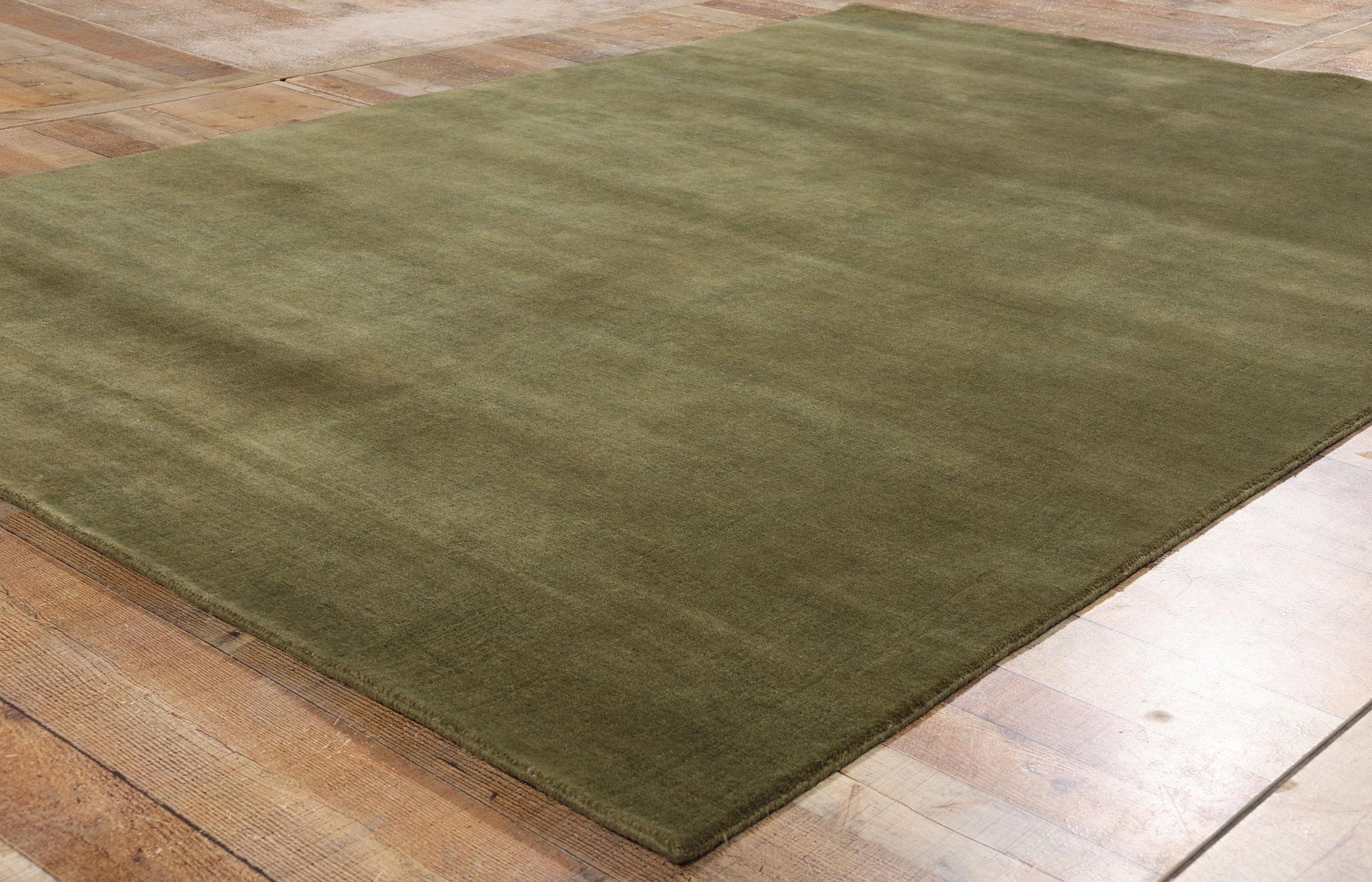 Nueva Alfombra Contemporánea de Lana Biofílica Verde Oliva Musgo Siglo XXI y contemporáneo en venta