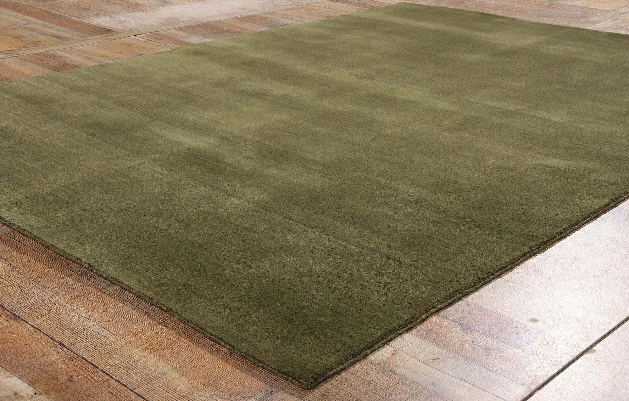 XXIe siècle et contemporain New Moss-Olive Green Contemporary Biophilic Wool Rug (tapis de laine biophilique contemporain) en vente