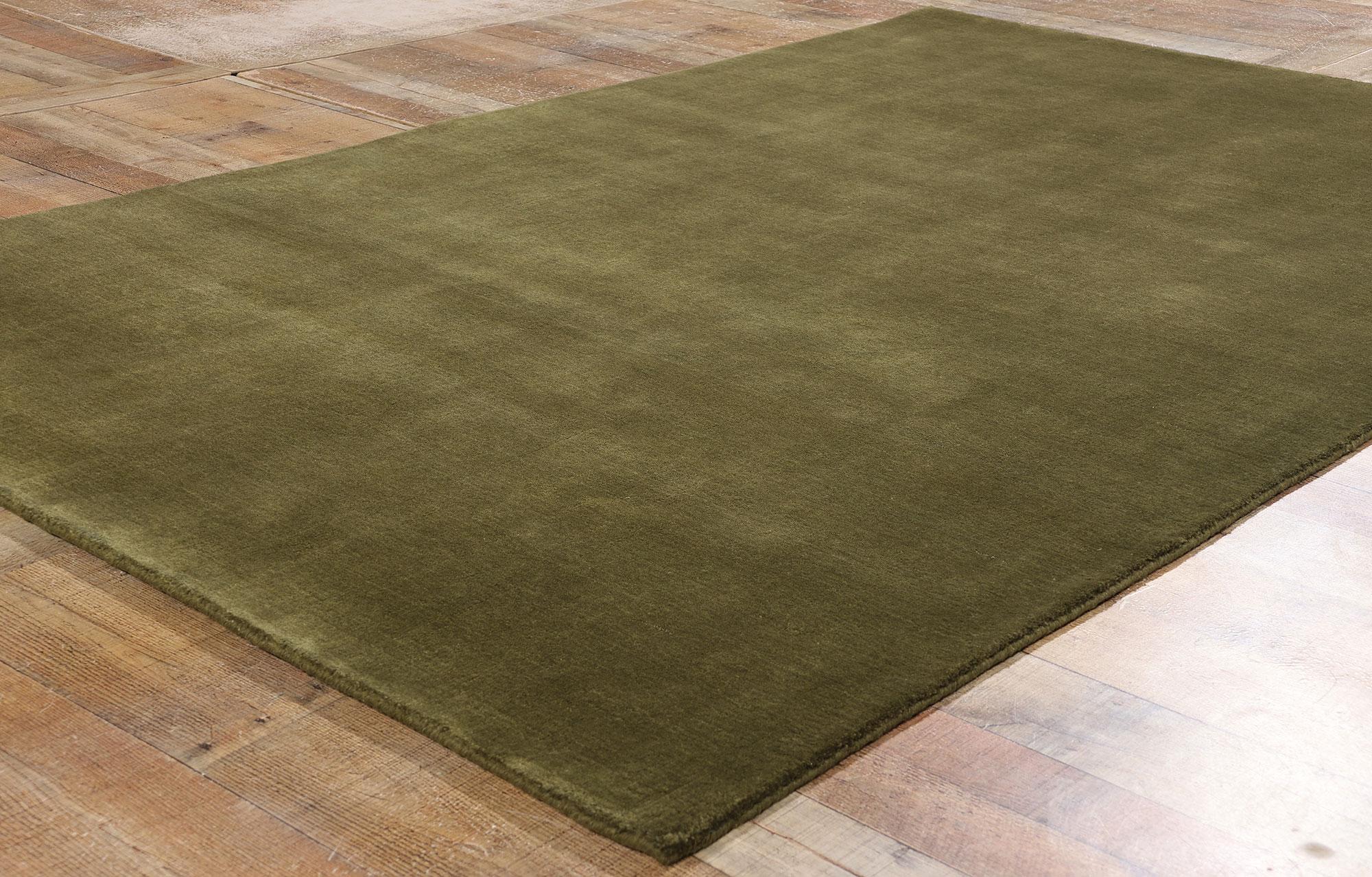 XXI secolo e contemporaneo New Moss-Olive Green Tappeto di lana biofilico contemporaneo in vendita
