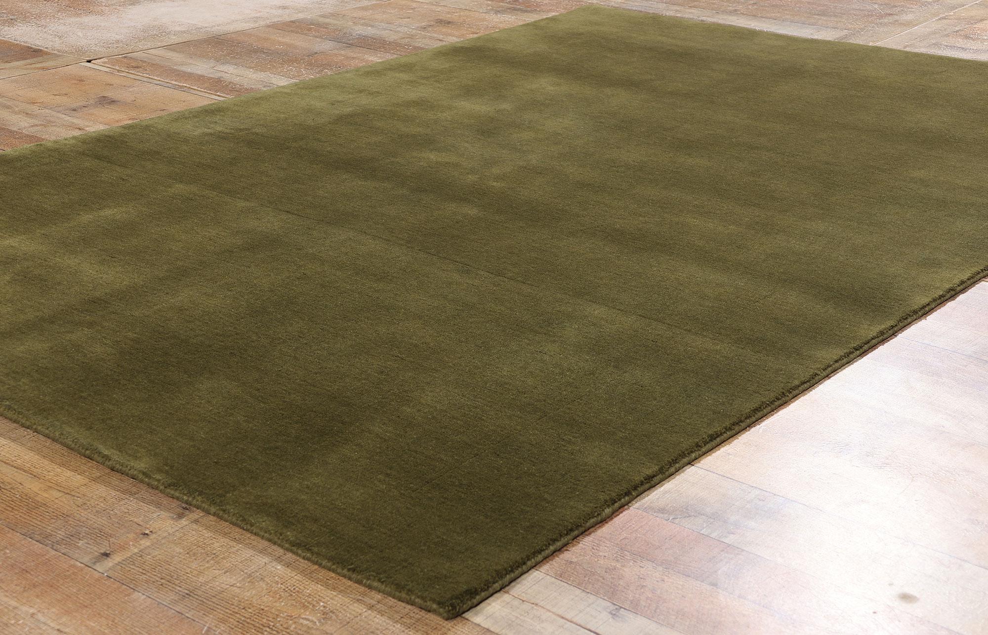 Neuer Moos-Olivgrüner Contemporary Biophilic Wool Rug (21. Jahrhundert und zeitgenössisch) im Angebot