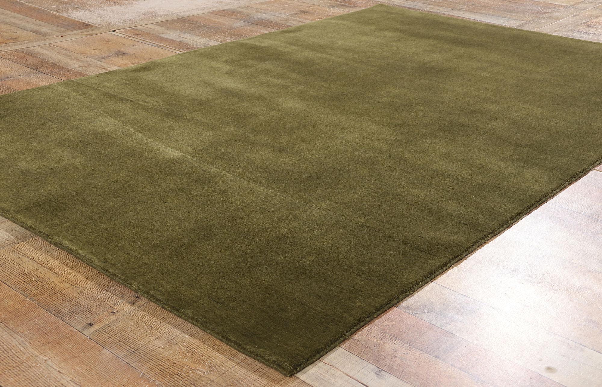 Neuer Moos-Olivgrüner Contemporary Biophilic Wool Rug (21. Jahrhundert und zeitgenössisch) im Angebot