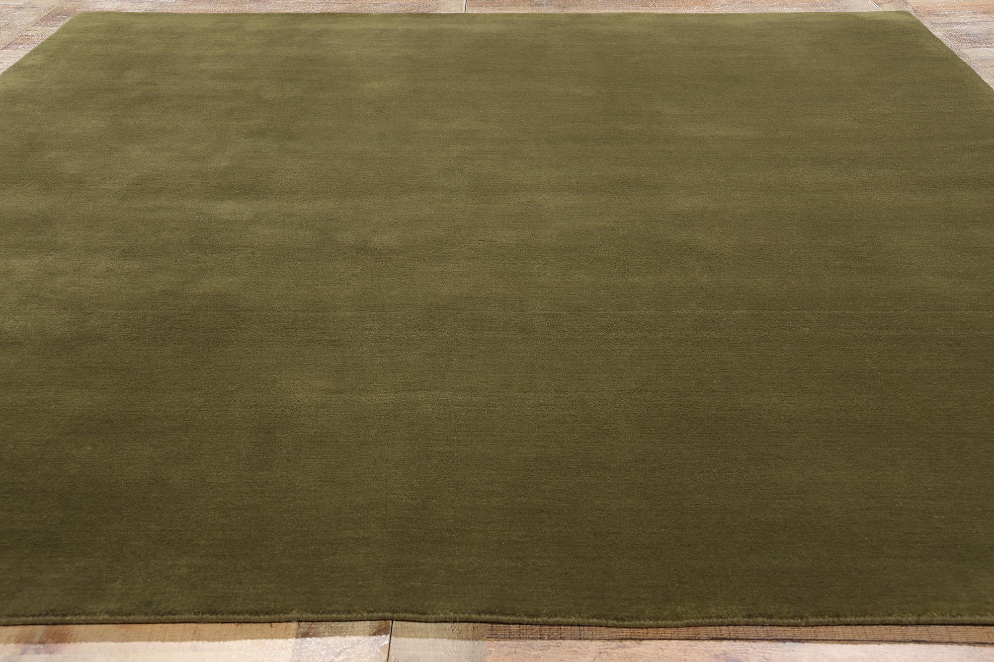 Nueva Alfombra Contemporánea de Lana Biofílica Verde Oliva Musgo en venta 1