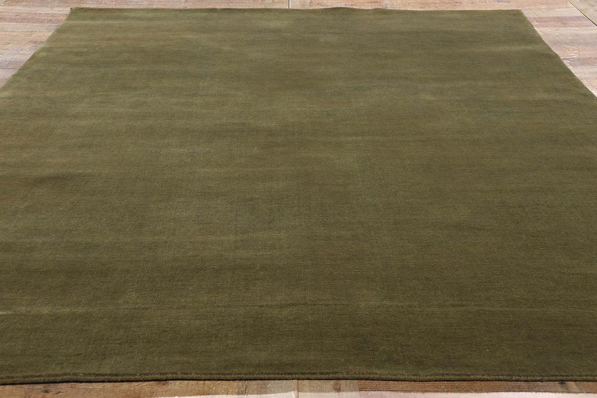 Nueva Alfombra Contemporánea de Lana Biofílica Verde Oliva Musgo en venta 1