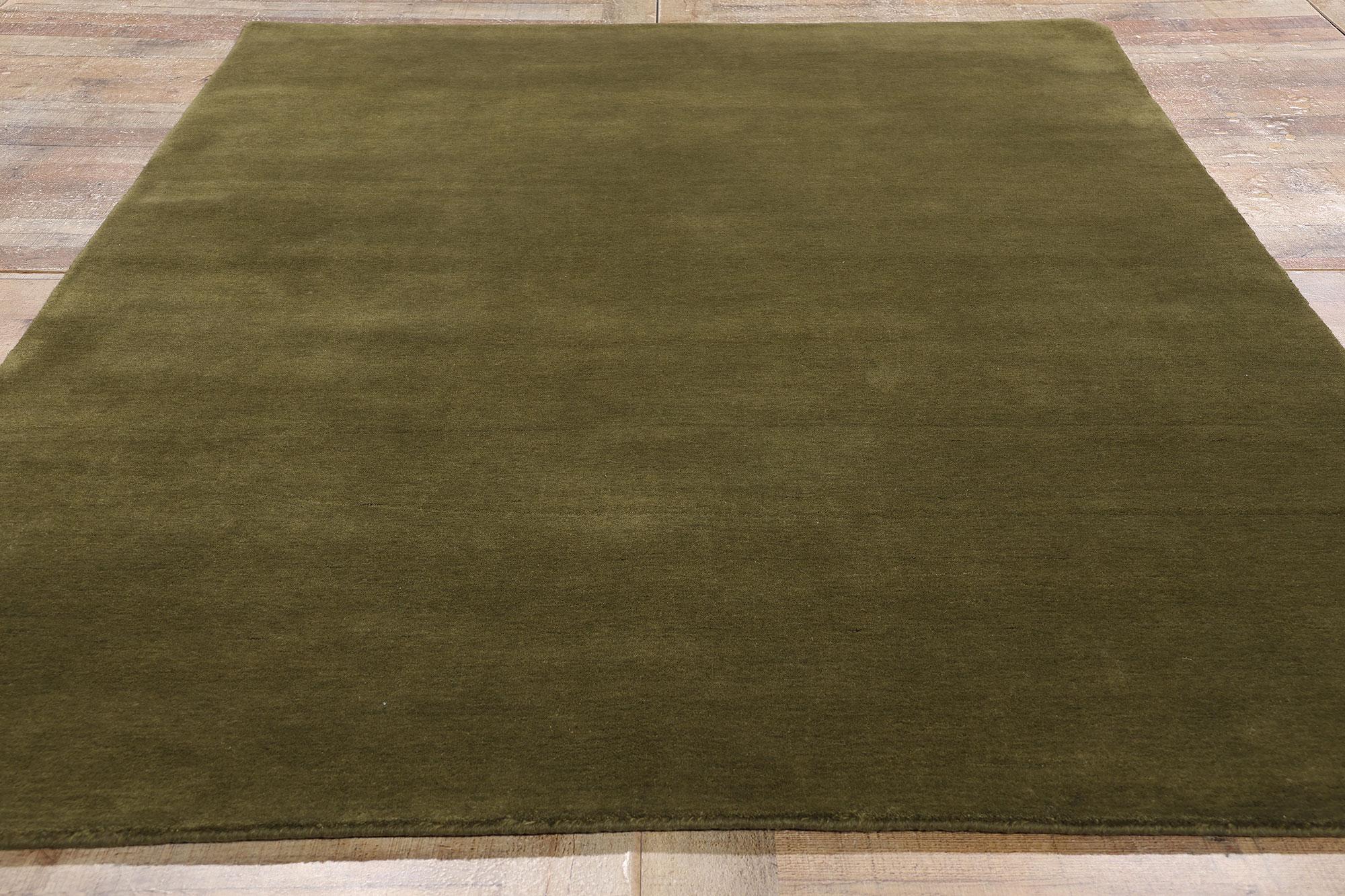 Neuer Moos-Olivgrüner Contemporary Biophilic Wool Rug (Wolle) im Angebot