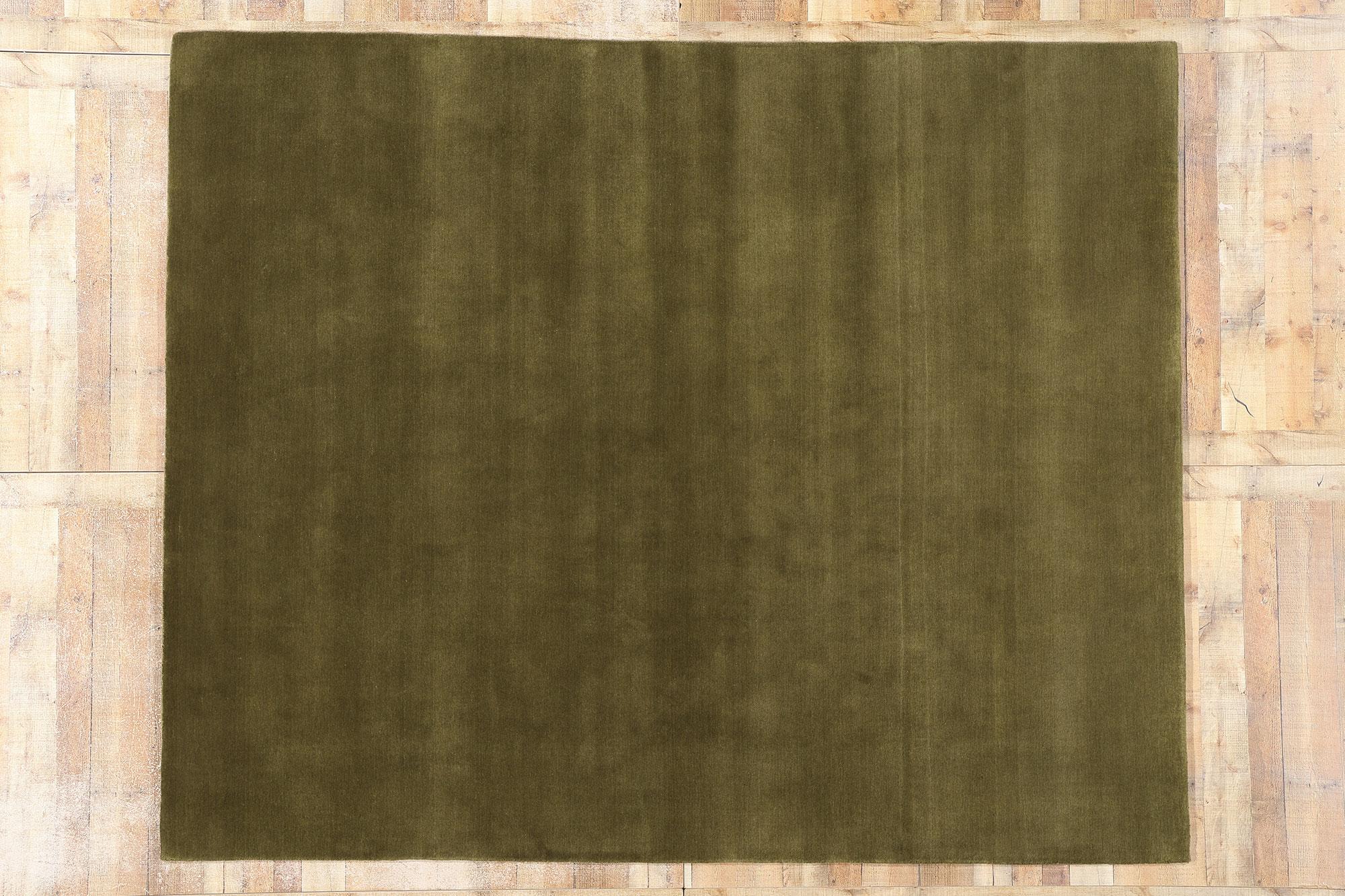 Nueva Alfombra Contemporánea de Lana Biofílica Verde Oliva Musgo en venta 2