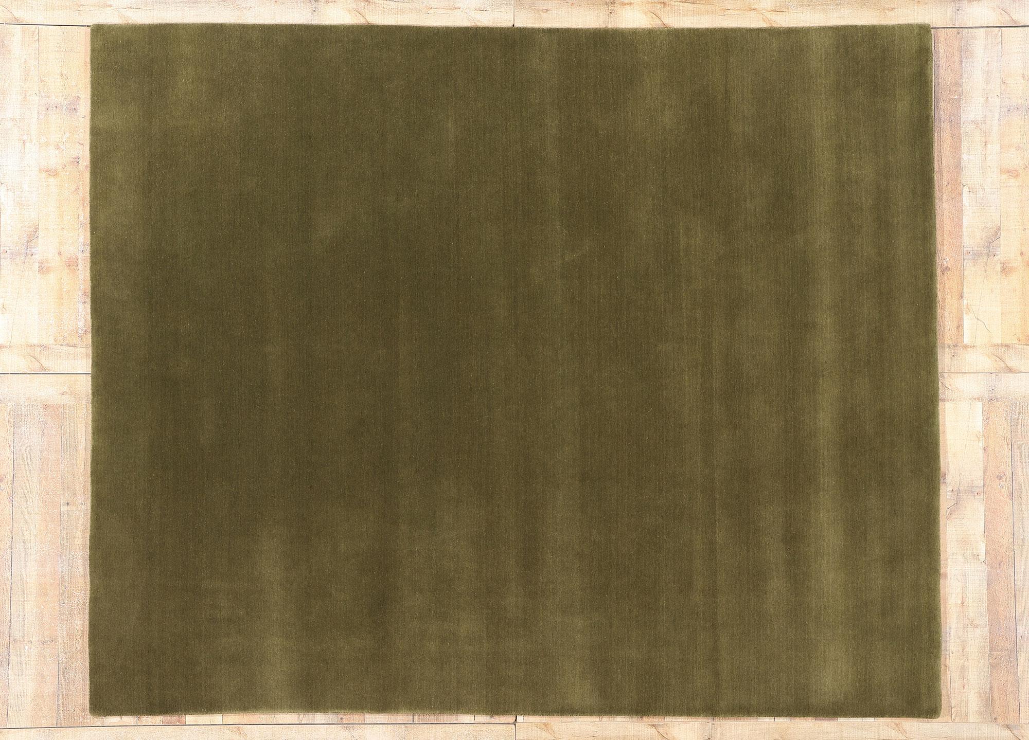 New Moss-Olive Green Contemporary Biophilic Wool Rug (tapis de laine biophilique contemporain) en vente 1
