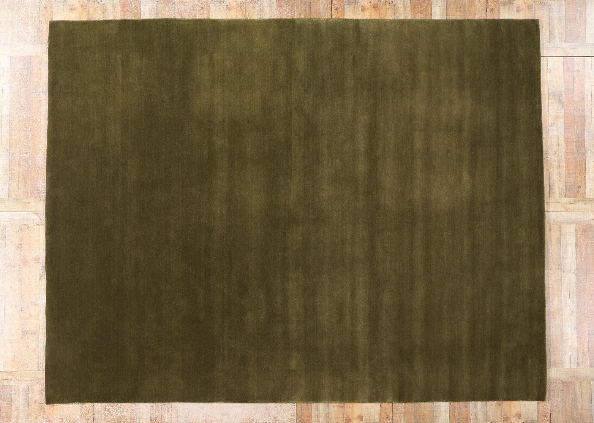 New Moss-Olive Green Contemporary Biophilic Wool Rug (tapis de laine biophilique contemporain) en vente 1
