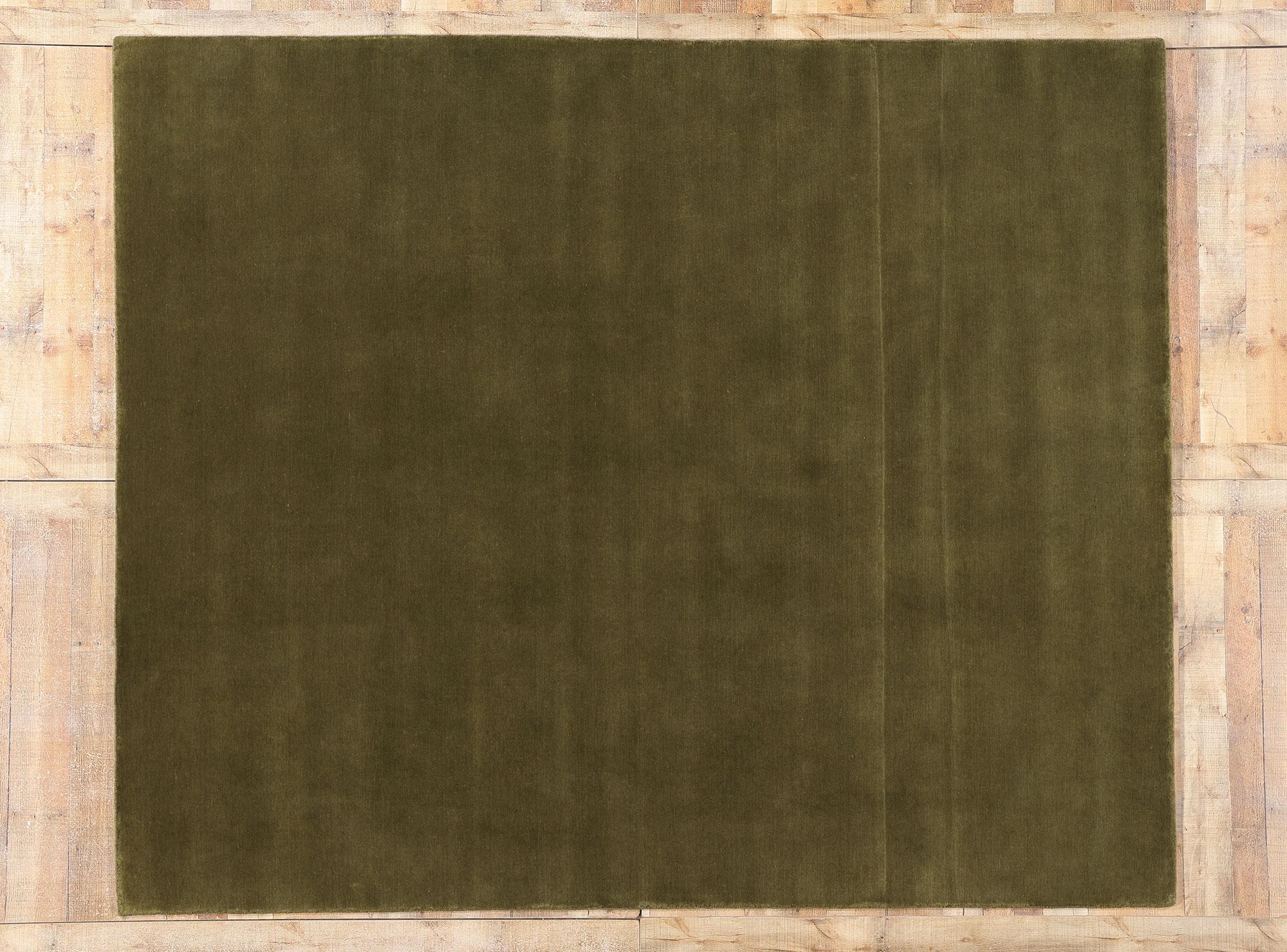 New Moss-Olive Green Contemporary Biophilic Wool Rug (tapis de laine biophilique contemporain) en vente 1