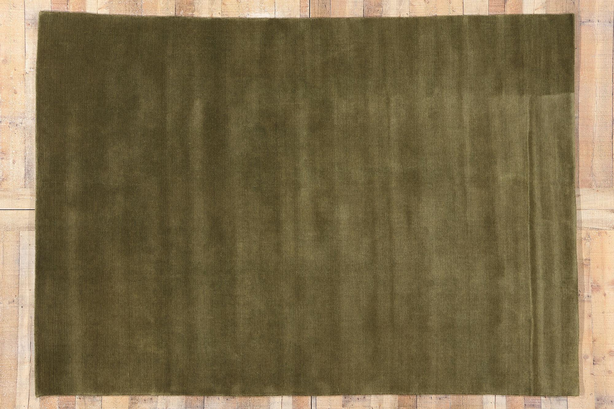 Nueva Alfombra Contemporánea de Lana Biofílica Verde Oliva Musgo en venta 2