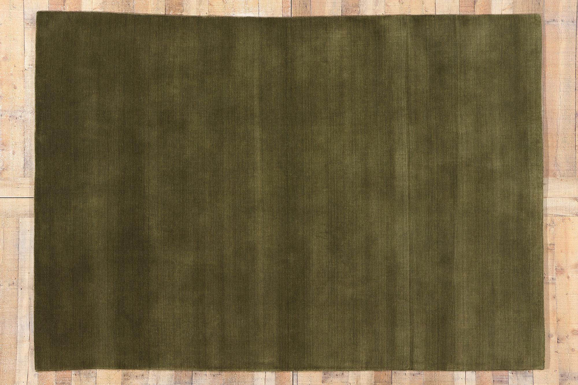 New Moss-Olive Green Contemporary Biophilic Wool Rug (tapis de laine biophilique contemporain) en vente 1