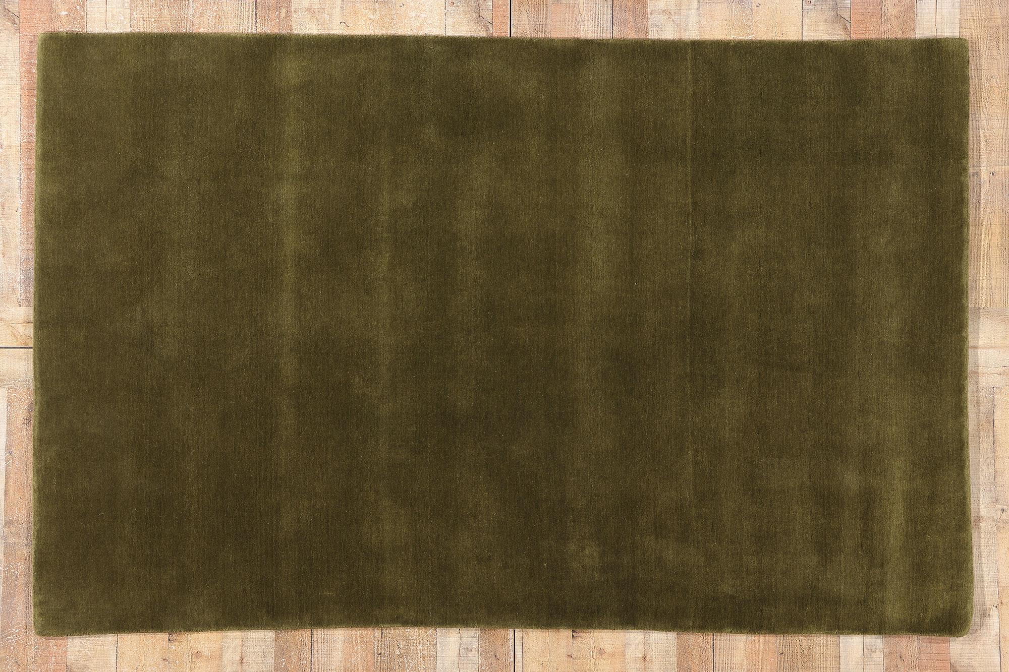 Neuer Moos-Olivgrüner Contemporary Biophilic Wool Rug im Angebot 1