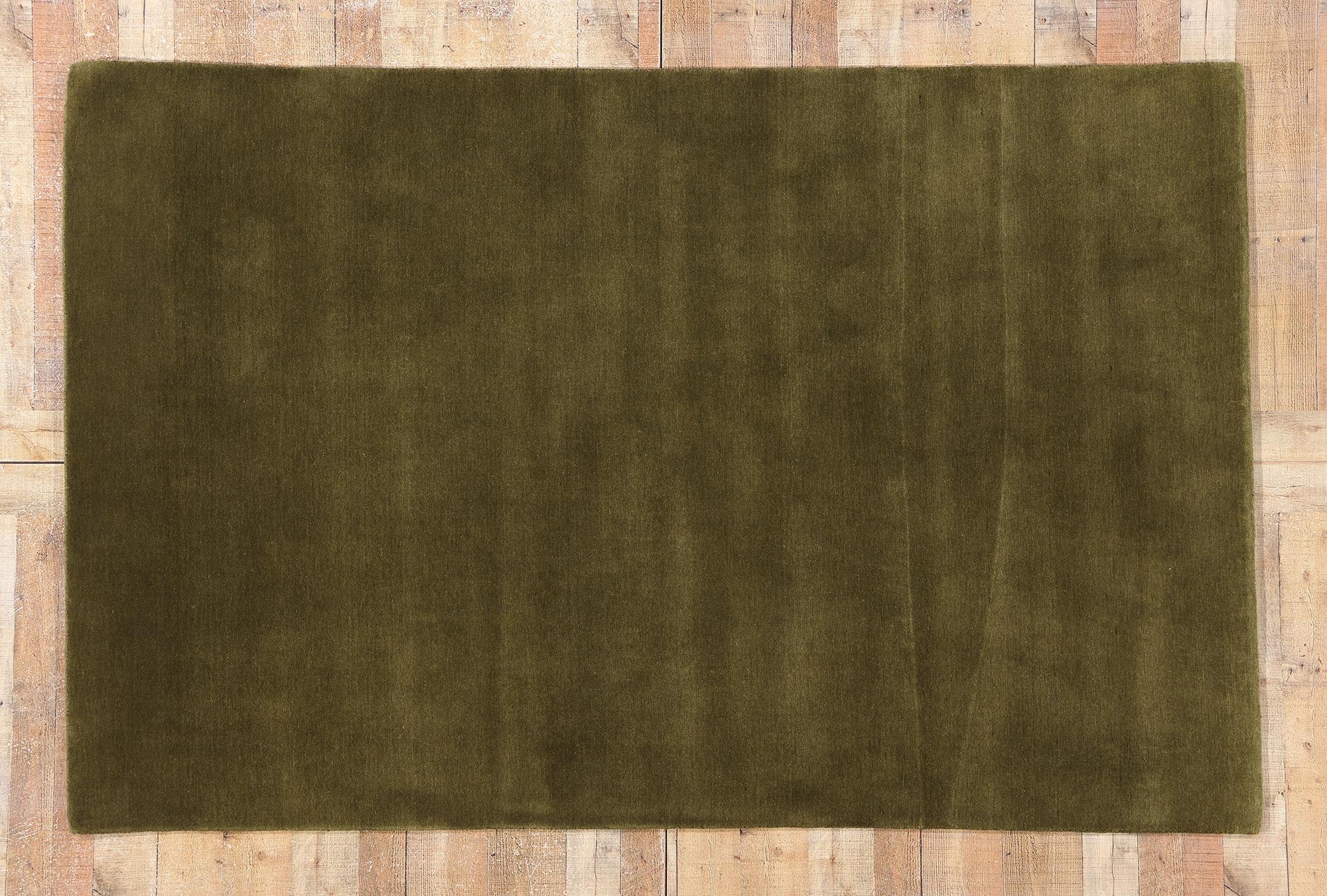 Neuer Moos-Olivgrüner Contemporary Biophilic Wool Rug im Angebot 1