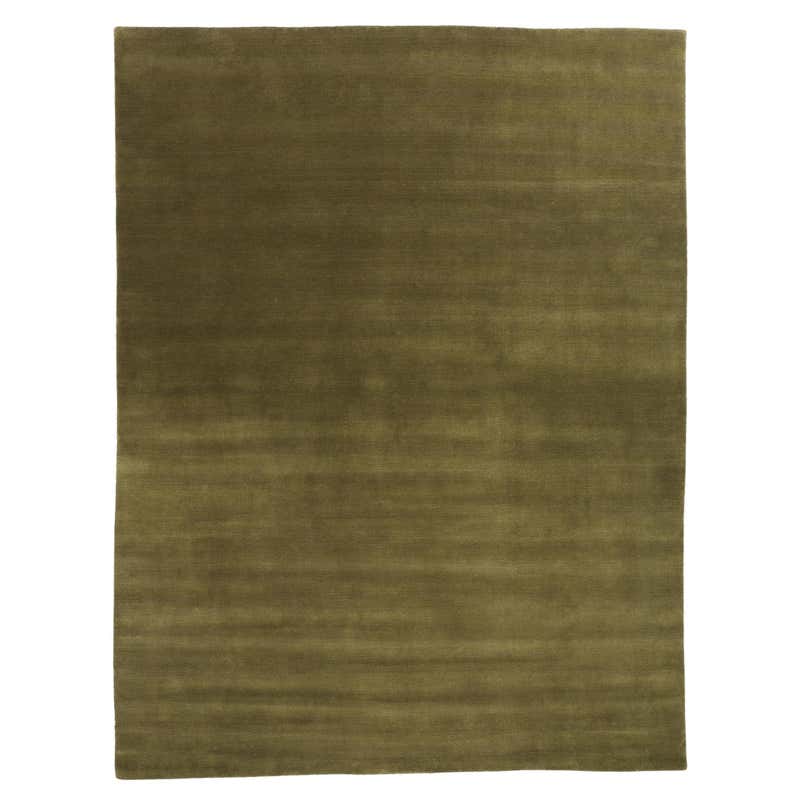 New Moss-Olive Green Contemporary Biophilic Wool Rug For Sale at ...