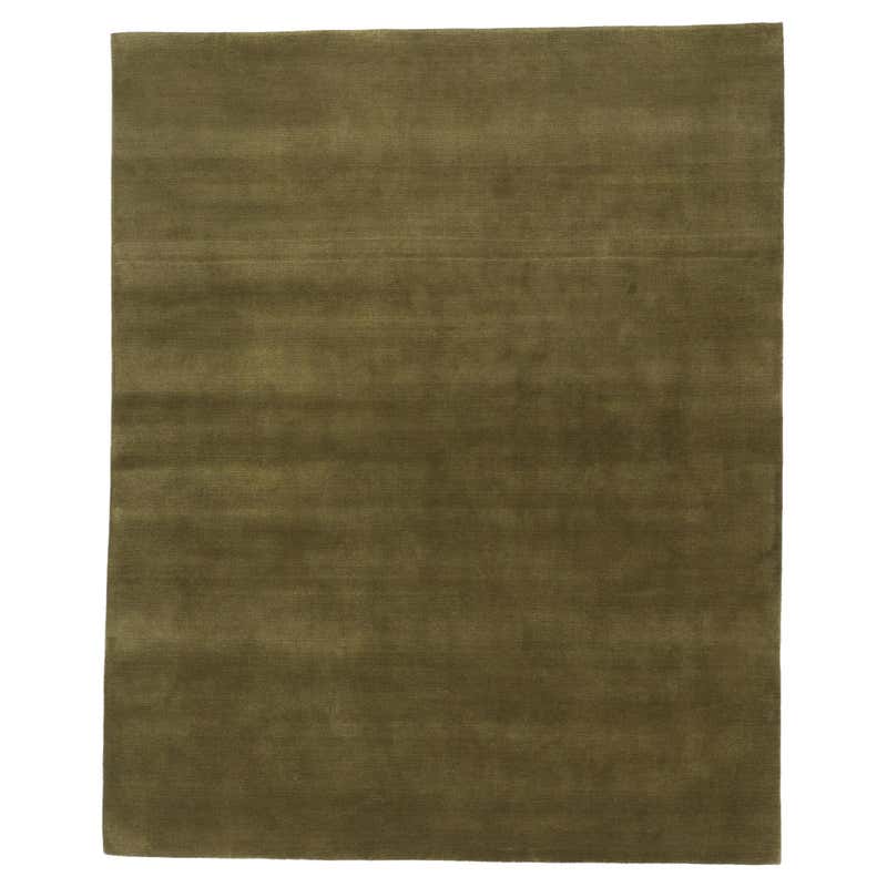 New Moss-Olive Green Contemporary Biophilic Wool Rug For Sale at 1stDibs