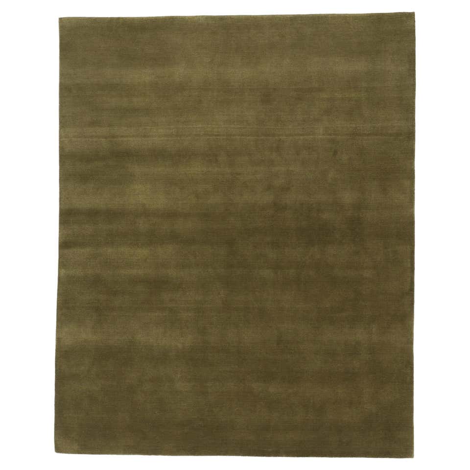 New Moss-Olive Green Contemporary Biophilic Wool Rug For Sale at 1stDibs