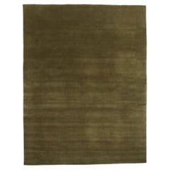 Nueva Alfombra Contemporánea de Lana Biofílica Verde Oliva Musgo