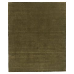New Moss-Olive Green Contemporary Biophilic Wool Rug