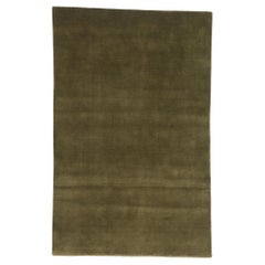 New Moss-Olive Green Contemporary Biophilic Wool Rug