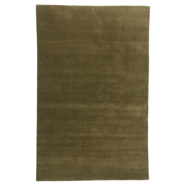 New Moss-Olive Green Contemporary Biophilic Wool Rug For Sale at 1stDibs