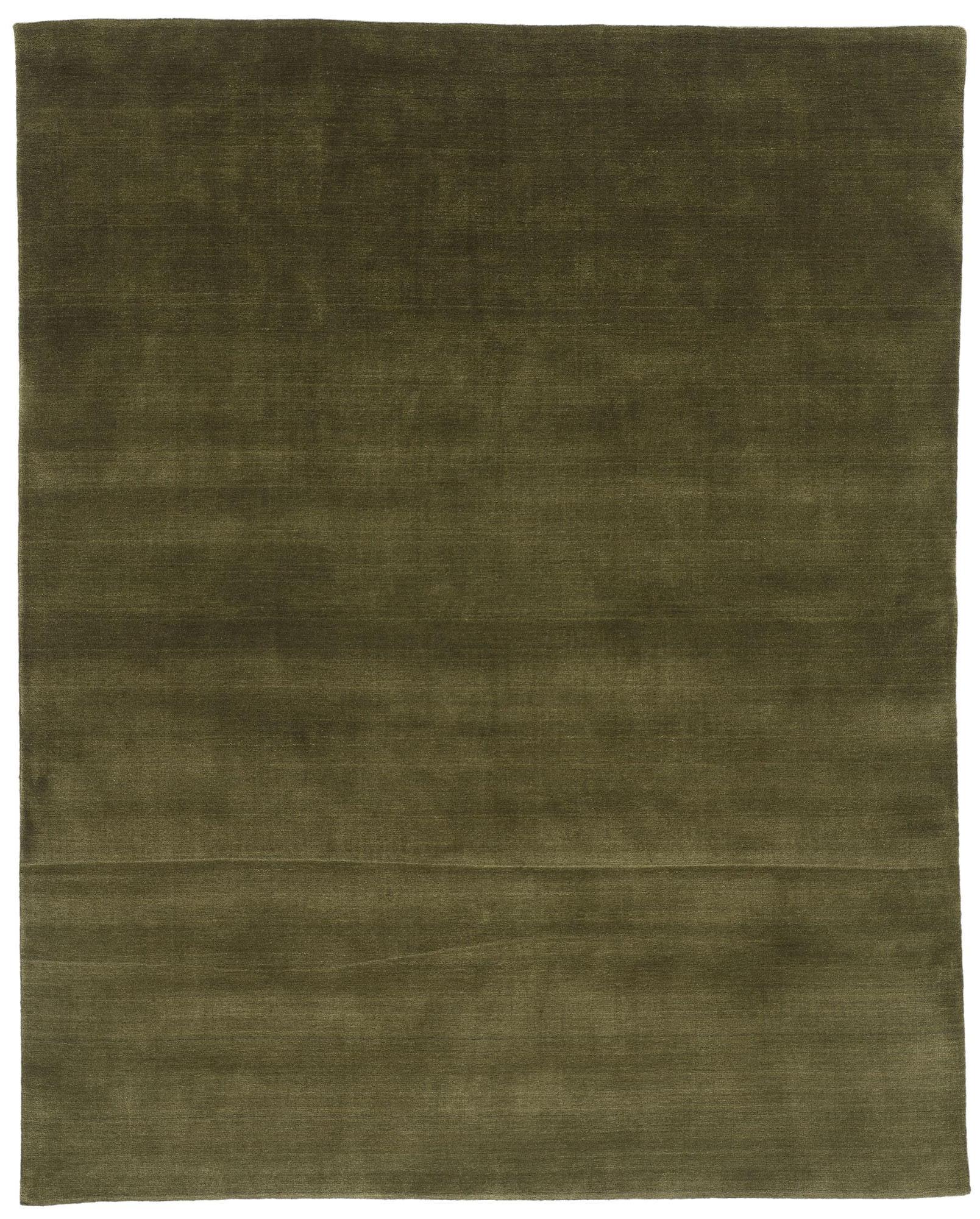 New Moss-Olive Green Contemporary Biophilic Wool Rug (tapis de laine biophilique contemporain)