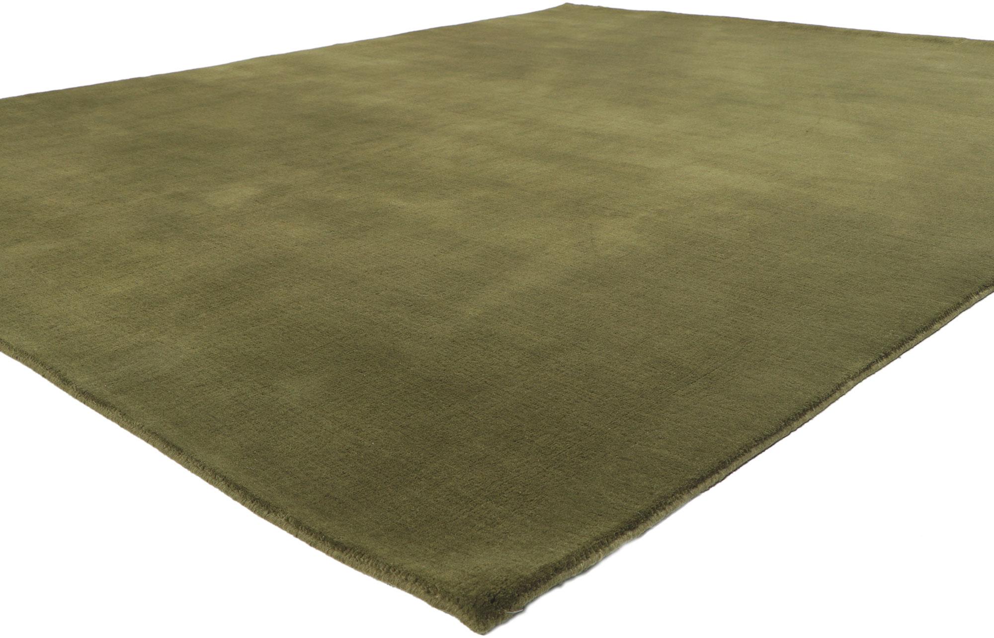 30927 New Moss-Olive Green Modern Rug, 07'11 x 09'10. Implementing biophilia with subdued ornamentation, this modern area rug is a captivating vision of woven beauty. The lavish texture and earthy green colorway woven into this piece work together