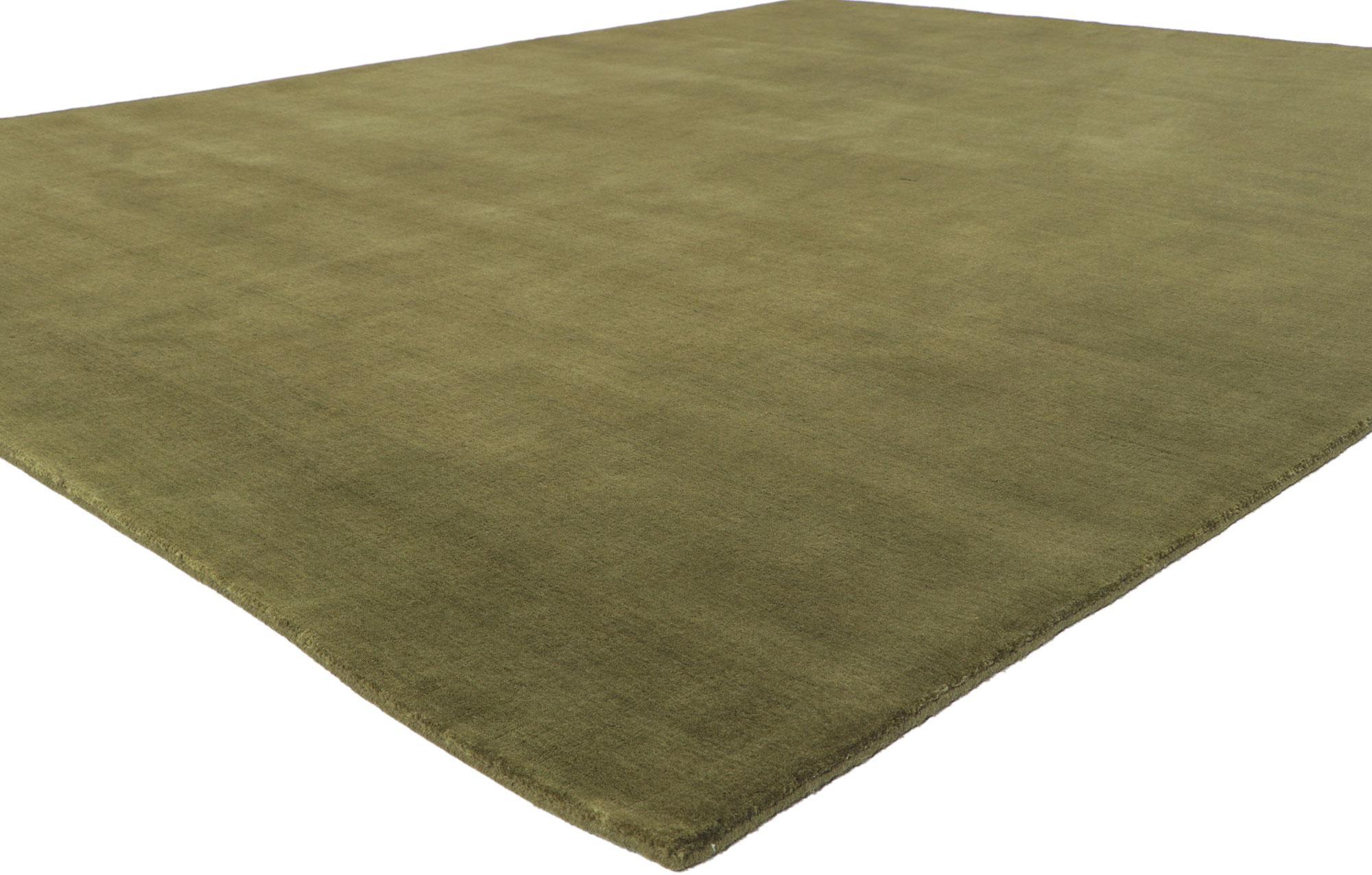 30926 New Moss-Olive Green Modern Rug, 07'11 x 09'11. Implementing biophilia with subdued ornamentation, this modern area rug is a captivating vision of woven beauty. The lavish texture and earthy green colorway woven into this piece work together