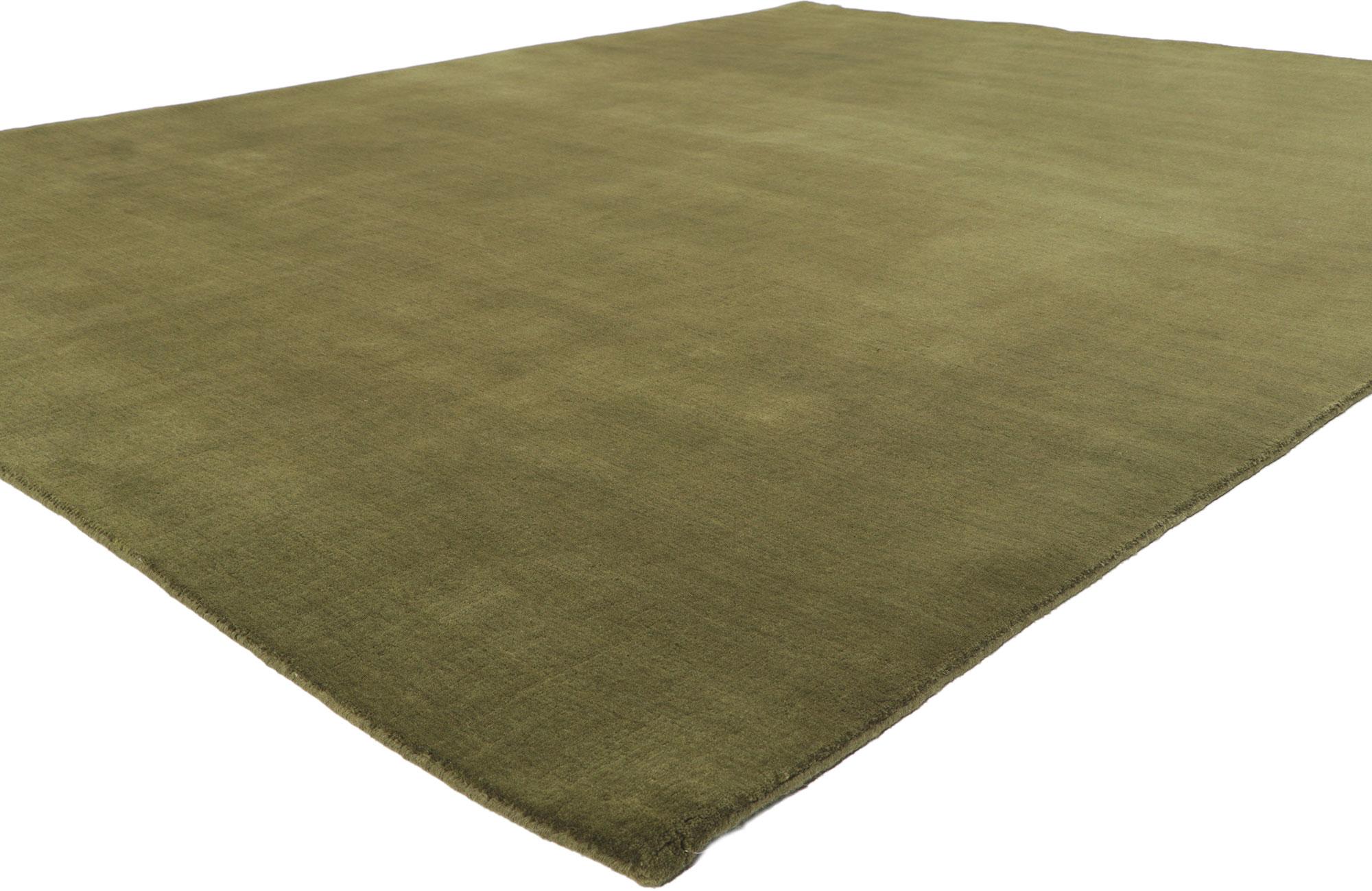 30926 New Moss-Olive Green Modern Rug, 07'11 x 09'11. Implementing biophilia with subdued ornamentation, this modern area rug is a captivating vision of woven beauty. The lavish texture and earthy green colorway woven into this piece work together