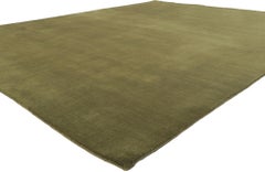 New Moss-Olive Green Contemporary Biophilic Wool Rug
