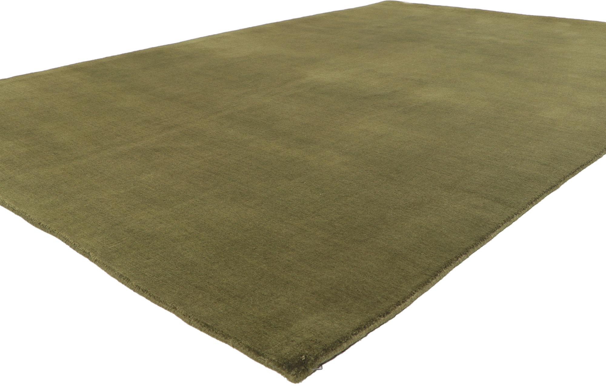30929 New Moss-Olive Green Modern Rug, 06'02 x 09'00. Implementing biophilia with subdued ornamentation, this modern area rug is a captivating vision of woven beauty. The lavish texture and earthy green colorway woven into this piece work together