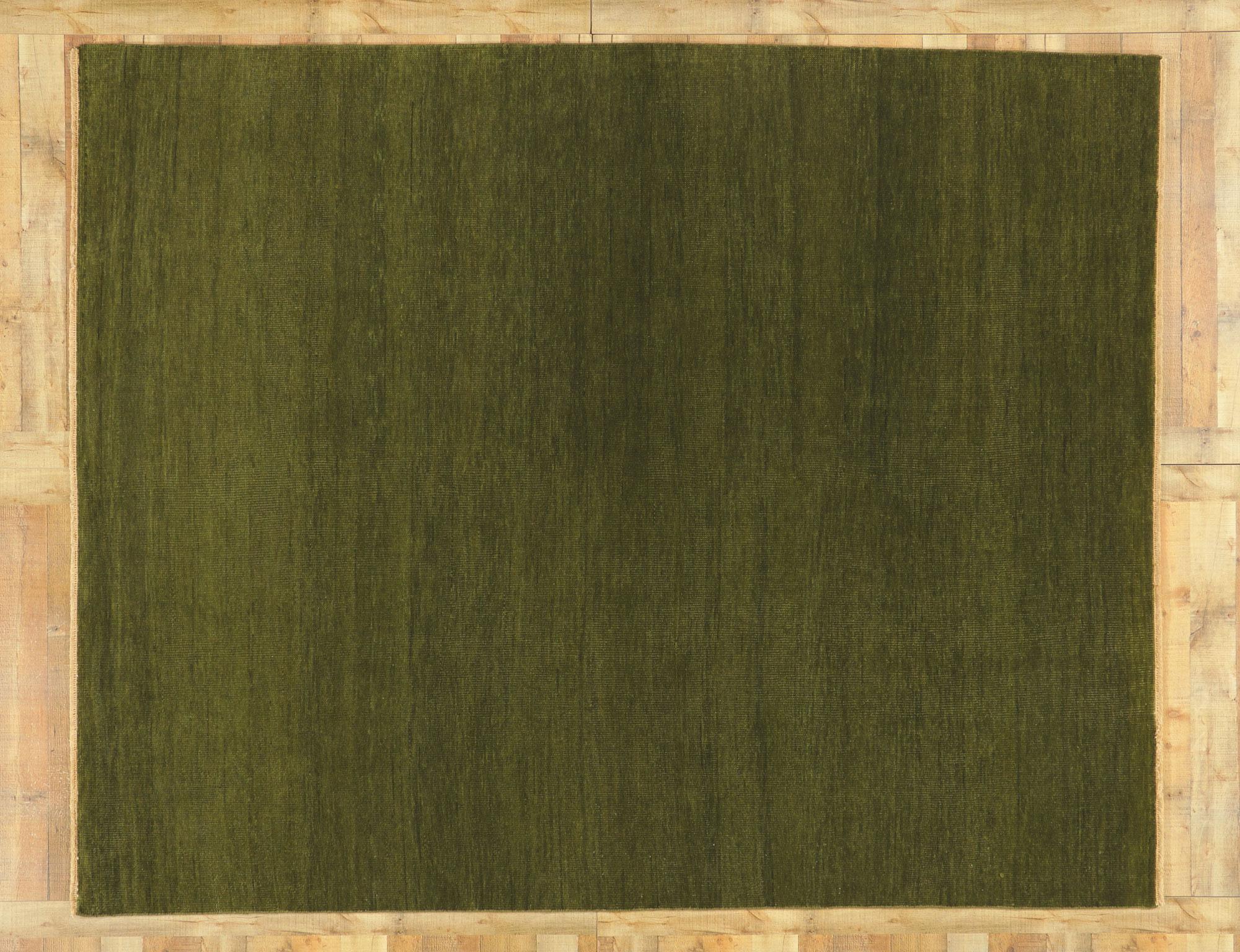 New Moss-Olive Green Modern Rug with Biophilic Design Style For Sale 2