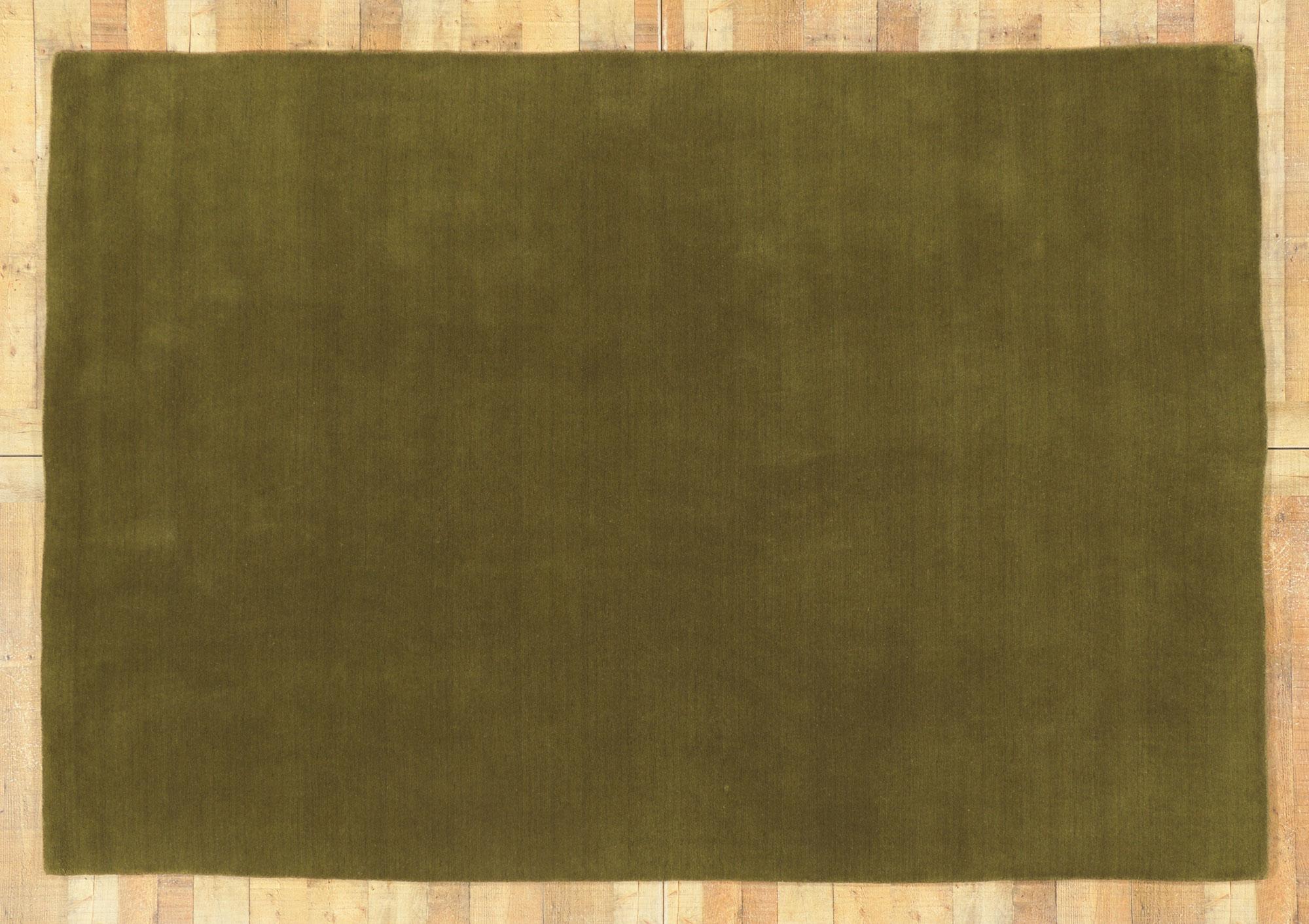 New Moss-Olive Green Modern Rug with Biophilic Design Style For Sale 2