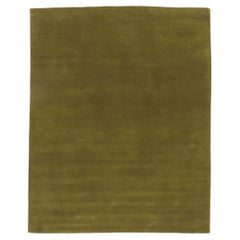 Tapis moderne vert mousse avec design biophilique, Neuf