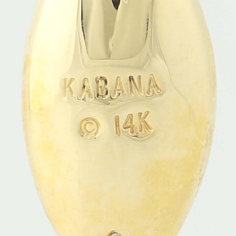 Mother of Pearl and Diamond Kabana Earrings, 14k Gold Round Brilliant .14 Carat In New Condition In Greensboro, NC