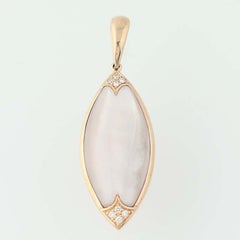 Mother of Pearl and Diamond Kabana Pendant, 14 Karat Rose Gold Milgrain