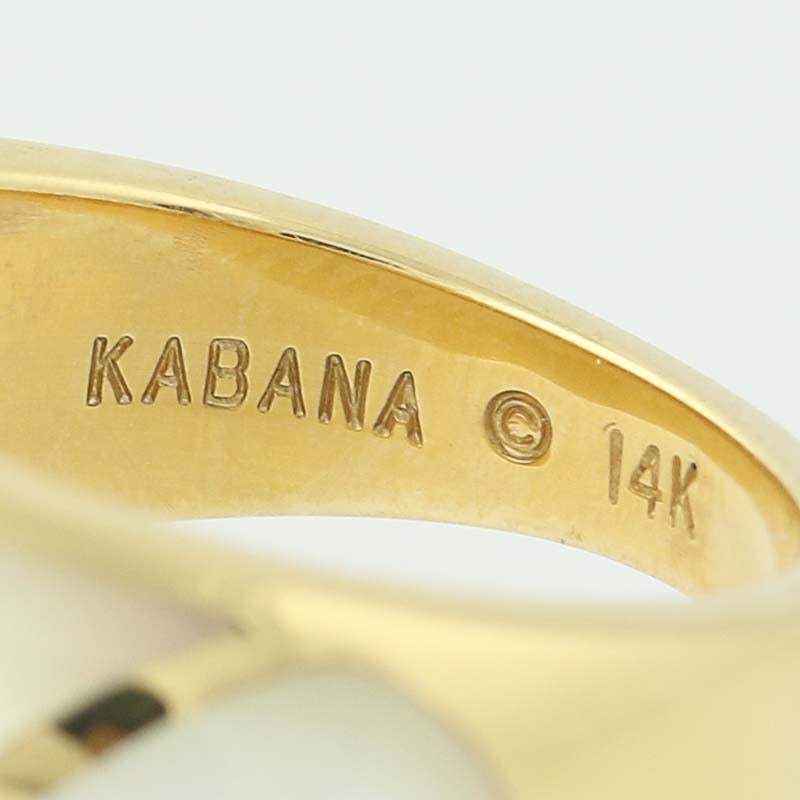 Mother of Pearl and Diamond Kabana Ring, 14 Karat Yellow Gold In New Condition In Greensboro, NC