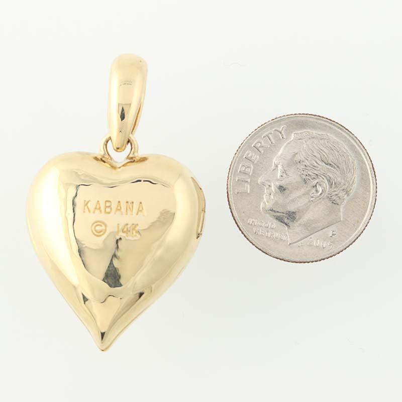 Mother of Pearl Kabana Heart Locket, 14 Karat Yellow Gold Love Gift 2