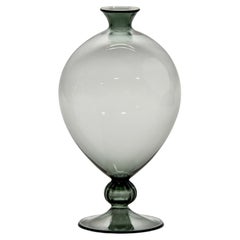 New Mouth Blown Thin Walled Vase in Smoke Colored Murano Glass