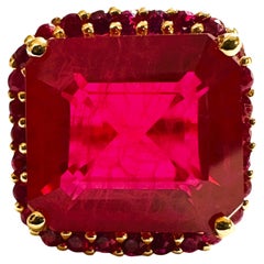 New Mozambique 10.70 Ct Red 
Pink Sapphire YGold Plated Sterling Ring Size 6.75