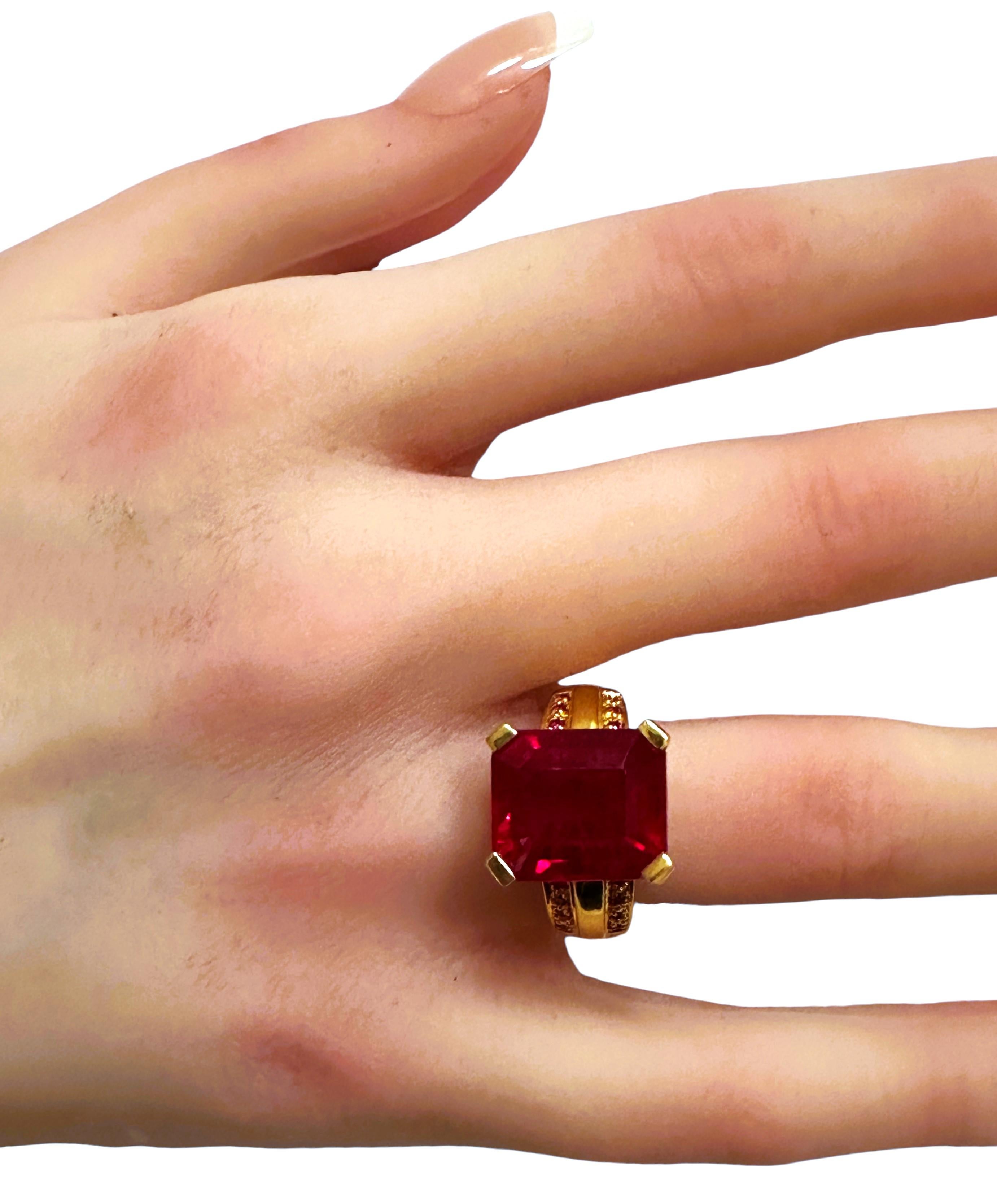 Nuovo Anello in Mozambico con zaffiro rosso e rosa da 13,0 carati, placcato oro, misura 6,75 1