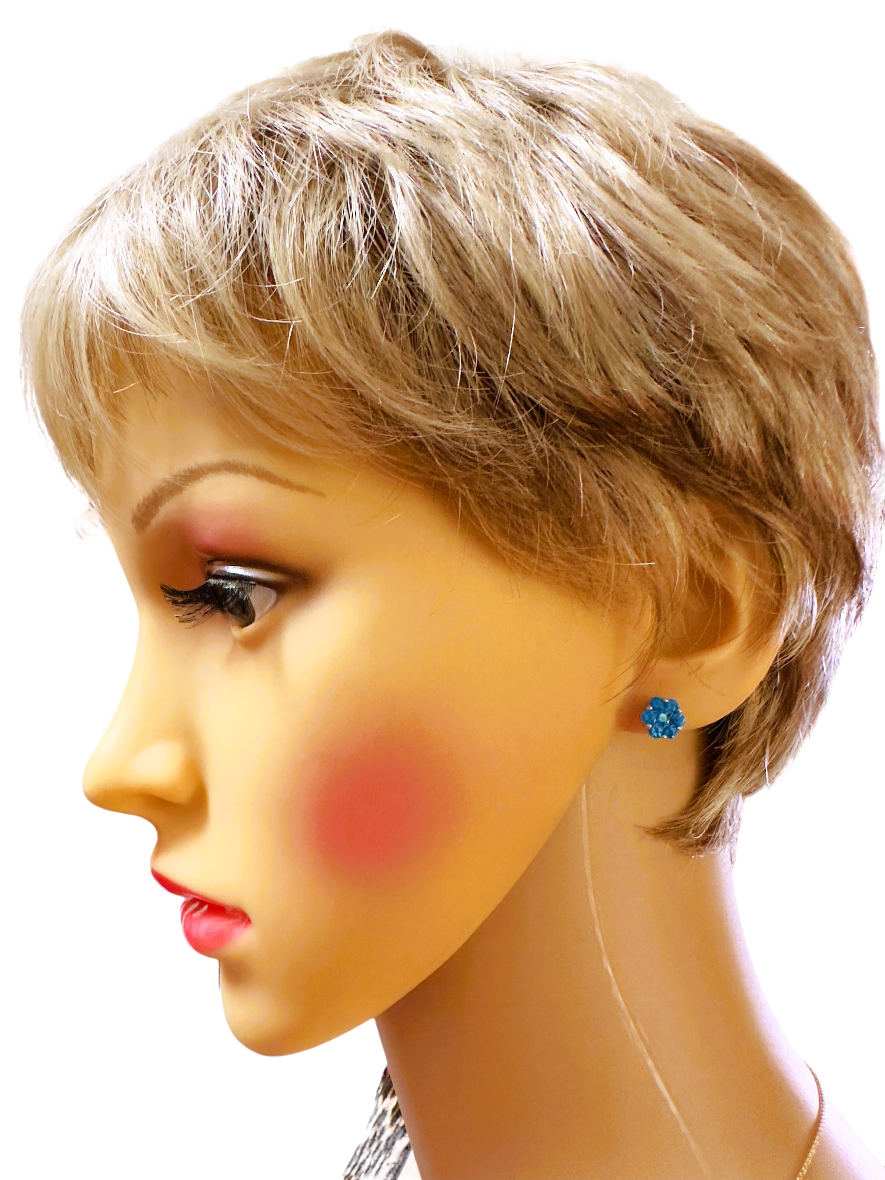 New 3.89 Carat Diamond Cut Paraiba Blue Tourmaline Sterling Earring Post In New Condition In Eagan, MN
