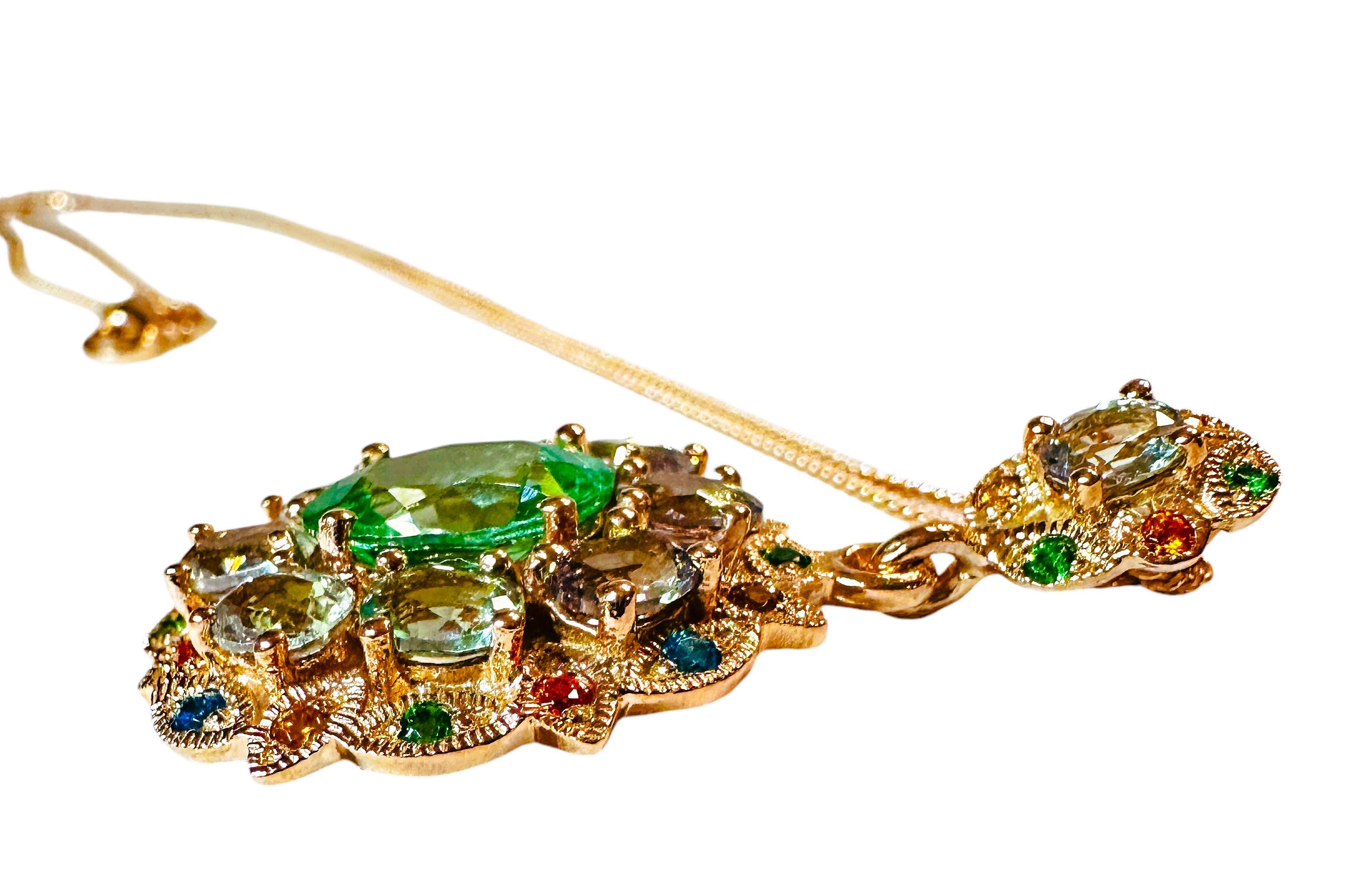 Women's New  Mozambique 5.02 ct Seafoam Tourmaline RGold Plated Sterling Necklace For Sale