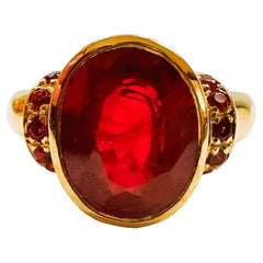 New Mozambique 5.20 Ct Ruby 
Red Sapphire Yellow Gold Plated Sterling Ring