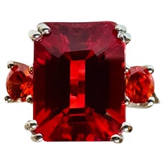 New Mozambique 8.40 Ct Red 
Padparadscha Sapphire Sterling Ring Size 6.25