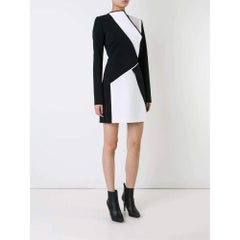 New Mugler Bonded Monocrome Crepe Long Sleeve Mini Dress FR36 // US2-4