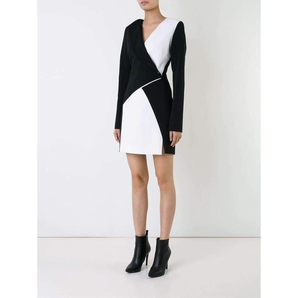 Black New Mugler Bonded Monocrome Crepe Long Sleeve Mini Dress FR40 // US6-8 For Sale