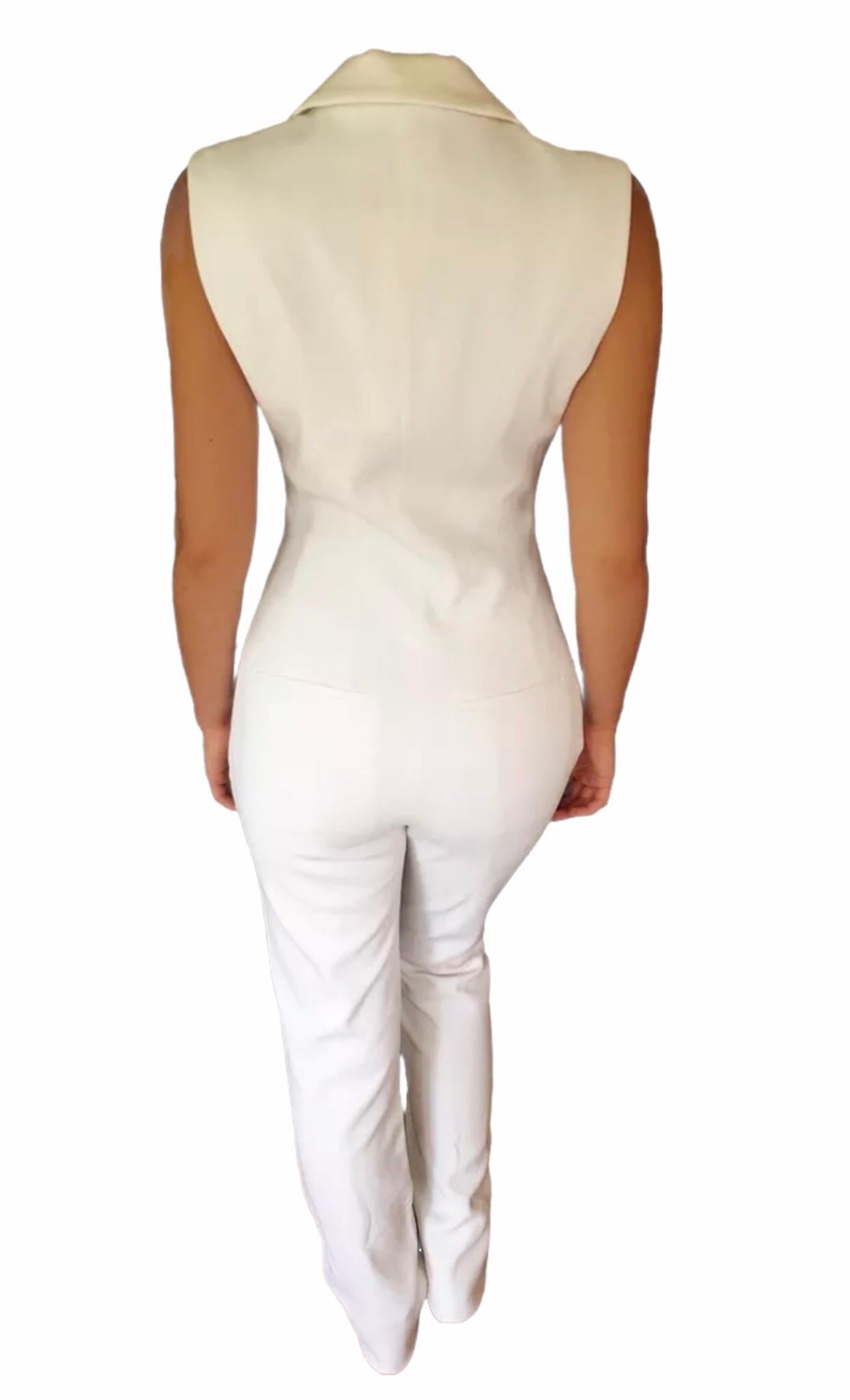 Neu Mugler S/S 2015 Laufsteg Tief ausgeschnittener Ausschnitt Weißer Jumpsuit im Zustand „Neu“ im Angebot in Naples, FL