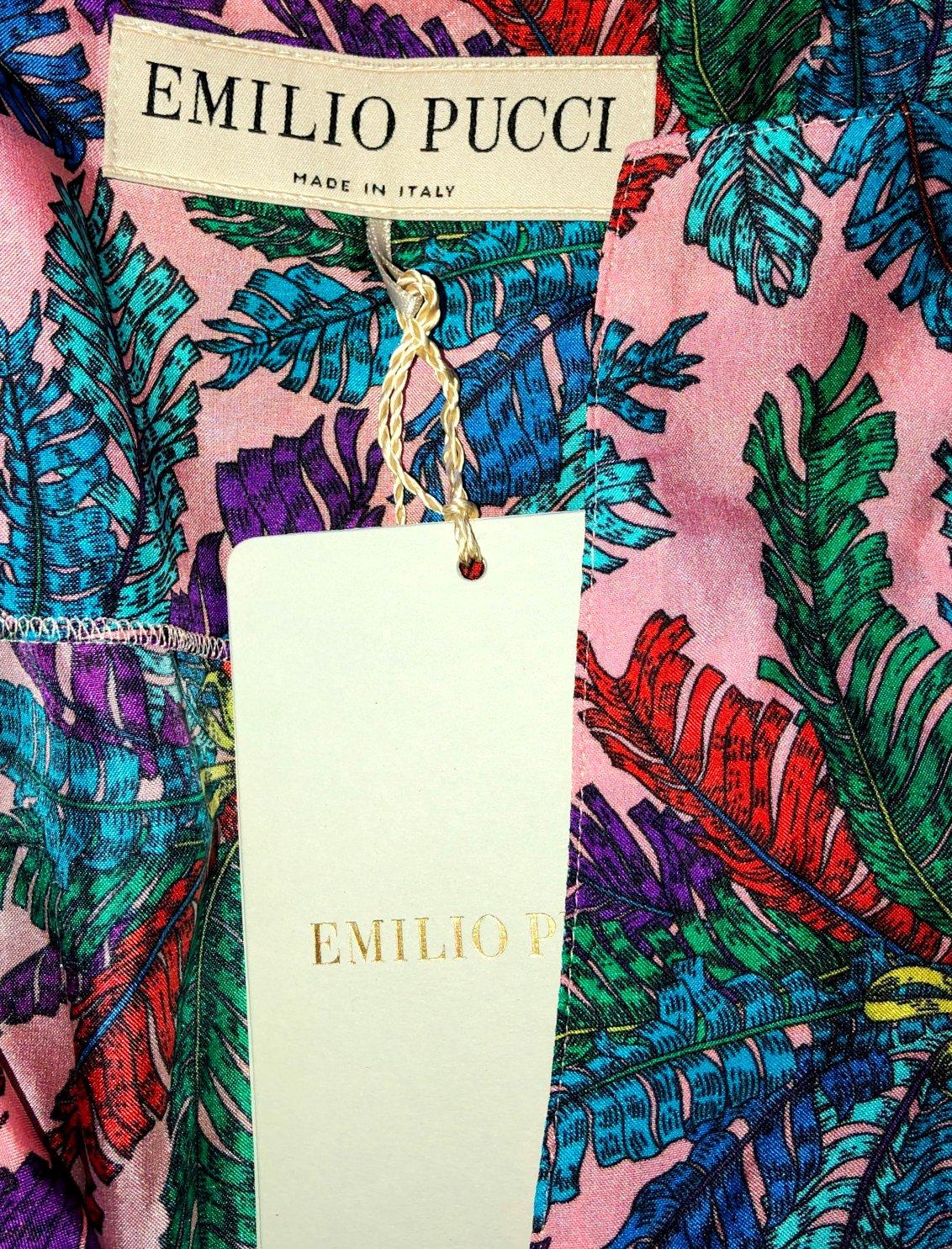 NEU Mehrfarbiges Emilio Pucci Signature Print Seiden-Kaftan-Tunikakleid mit Muster 40 Damen im Angebot